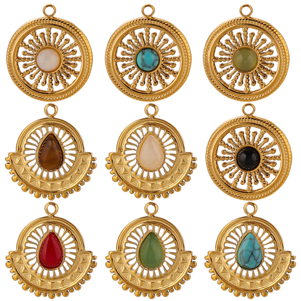 Ethnic Fashion Accessories - 4pcs Stainless Steel Flower Fan Natural