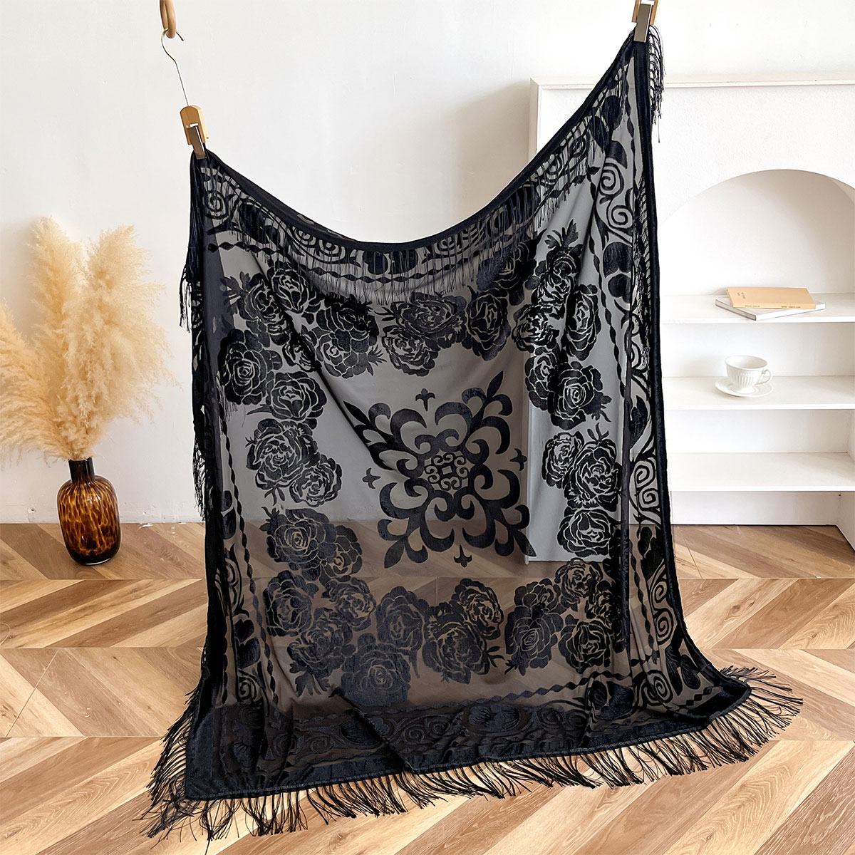 Retro Velvet Tassel Scarf Flor - đánh giá và giá Ethnic Fashion Accessories